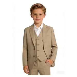 YuanLu Beige 5T Suit for Boys Toddler Slim Fit Tuxedo Kids Ring Bearer Outfit First Communion Suits Homecoming Formal Wear Wedding Guest Clothes