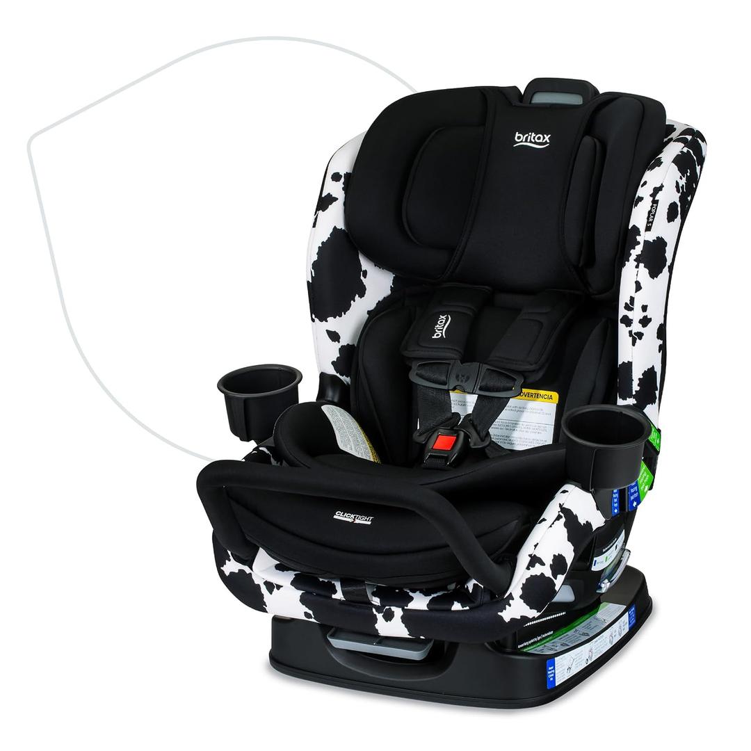 Britax Poplar S Convertible Car Seat, 2-in-1 Car Seat Extended Rear Facing, 17” Slim Car Seat Design with Fast & Easy ClickTight Installation, Anti-Rebound Bar & SafeWash Fabrics — Cowmooflage