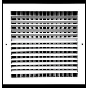 12"w X 12"h Aluminum Double Deflection Adjustable Air Supply HVAC Diffuser - Full Control Vertical/Horizontal Airflow Direction - Vent Duct Cover [Outer Dimensions: 13.6"w X 13.6"h]