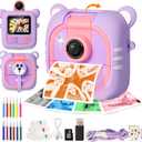 Kids Camera Instant Print, 7 Print Paper (4 Color: O/R/G/B+3 B&W), 2.4" Screen Instant Camera for Kids Ages 3-12,1080P, 180Flip Lens,32GB Card- Christmas Birthday Present for Boys & Girls,M2