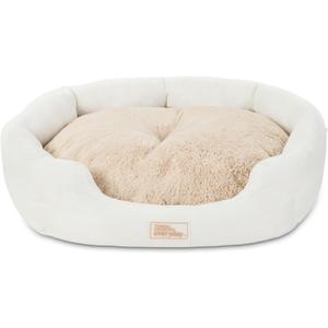 Town & Country Everyday CuddleTown Faux Linen Comfy Cozy Cuddler Pet Bed, Supportive & Calming, Non-Slip Bottom, Machine Washable Cover, Cream, XS 20"x14"x6" (Extra Small)