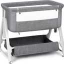 Cowiewie Bassinet Bedside Sleeper, Baby Bassinet with Adjustable Height & Angle XL Storage Bag & Breathable Mesh Bedside Bassinets for Baby, C-Section Friendly (Dark Gray (Dark Grey)