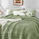 WDCOZY Boho Sage Green Quilt King Size Bedding Sets with 2 Pillow Shams, Farmhouse Lightweight Soft Bedspread Coverlet for All Season, 3 Pieces, 104x90 inches