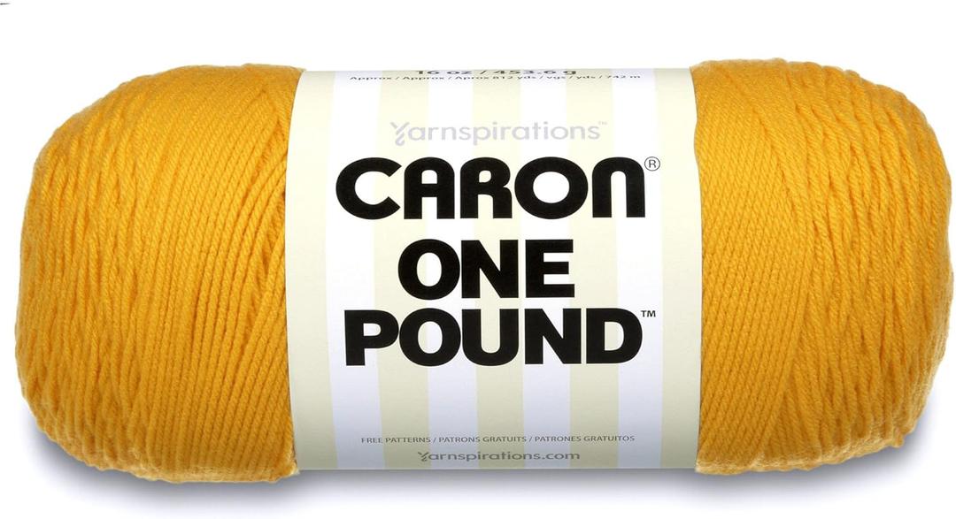 Caron 29401010549 One Pound Solids Yarn, 16oz, Gauge 4 Medium, 100% Acrylic - Sunflower- For Crochet, Knitting & Crafting ( 1 Piece )