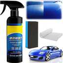 Car Coating Spray, 17.6 oz Quick Effect Coating Agent, Oil Film Emulsion Glass Cleaner, Polish Spray Waterless Wash Wax, Spray Wax Polish for Car Scratches(1PC+Sponge+Cloth)