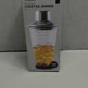 Rabbit 18 oz Glass Cocktail Shaker with Printed Measurements, Multi-Use Stainless Steel Topper with 1.5 oz Jigger Cap and Strainer, 3.94 x 3.54 x 9.06 IN