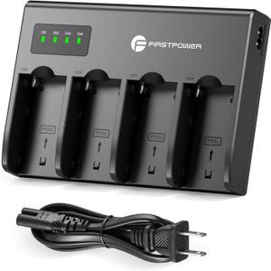 FirstPower 4-Channel Fast Charger for Sony NP-F970, NP-F960, NP-F950, NP-F930, NP-F770, NP-F750, NP-F570, NP-F550, NP-F530 Camera Camcorder Battery