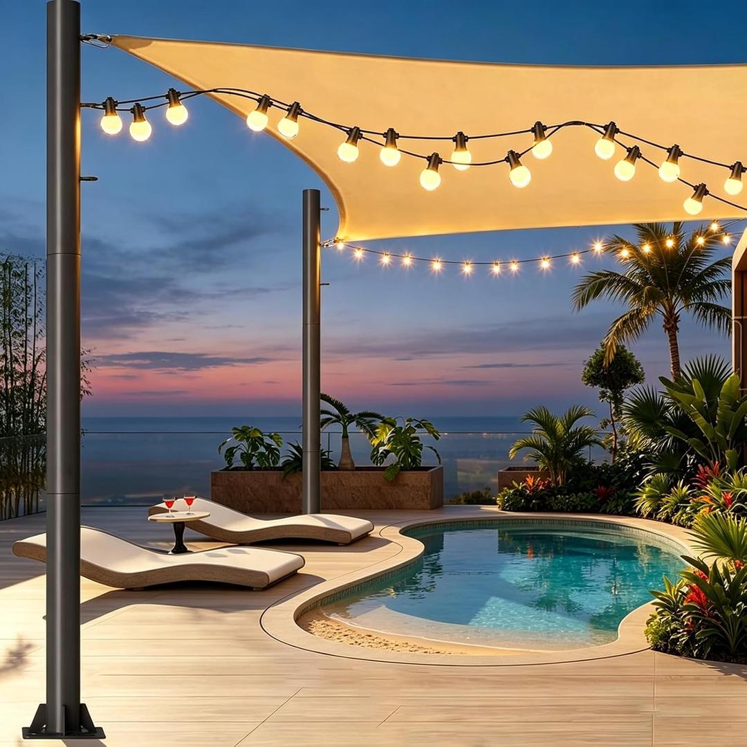 2 Pack Sun Shade Sail Pole, 10ft Heavy Duty Metal Pole with Hammer-fit Sleeve Connection, 2.28" Diameter Sun Sail Post for Patio, Lawn, Deck, Hard Ground or Soil