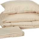 Sweet Home Collection 5 Piece Comforter Set Bag Solid Color All Season Soft Down Alternative Blanket & Luxurious Microfiber Bed Sheets, Beige, Twin XL