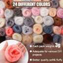 72pcs 7.6 oz Needle Felting Wool- 24 Colors Nature Wool Roving Yarn for Beginners Hand Spinning Felting Supplies, 3g/Pack