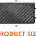 GGC Cast Iron Reversible Griddle, Double-sided Griddle Pan for Indoor and Outdoor Cooking, 15 x 9 Griddle Plate with Flat and Ribbed Side for Stove Tops, Gas Grills and Camping