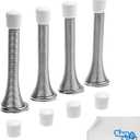 Kare & Kind 4X Spring Door Stoppers (Silver) - Screw-in Flexible Steel Stoppers with White Rubber Bumper Tips - Protect Walls from Bumps, Marks and Damages - Kid and Pet Safe - for Homes, Offices