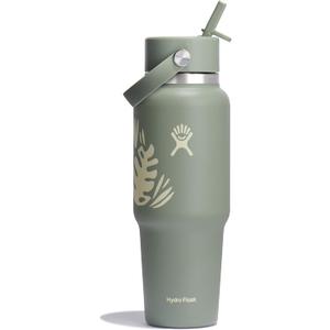 Hydro Flask Travel Water Bottle - Insulated Stainless Steel - Wide Straw Lid, Non Spill, Leakproof In 32 Oz Botanical Bliss Green