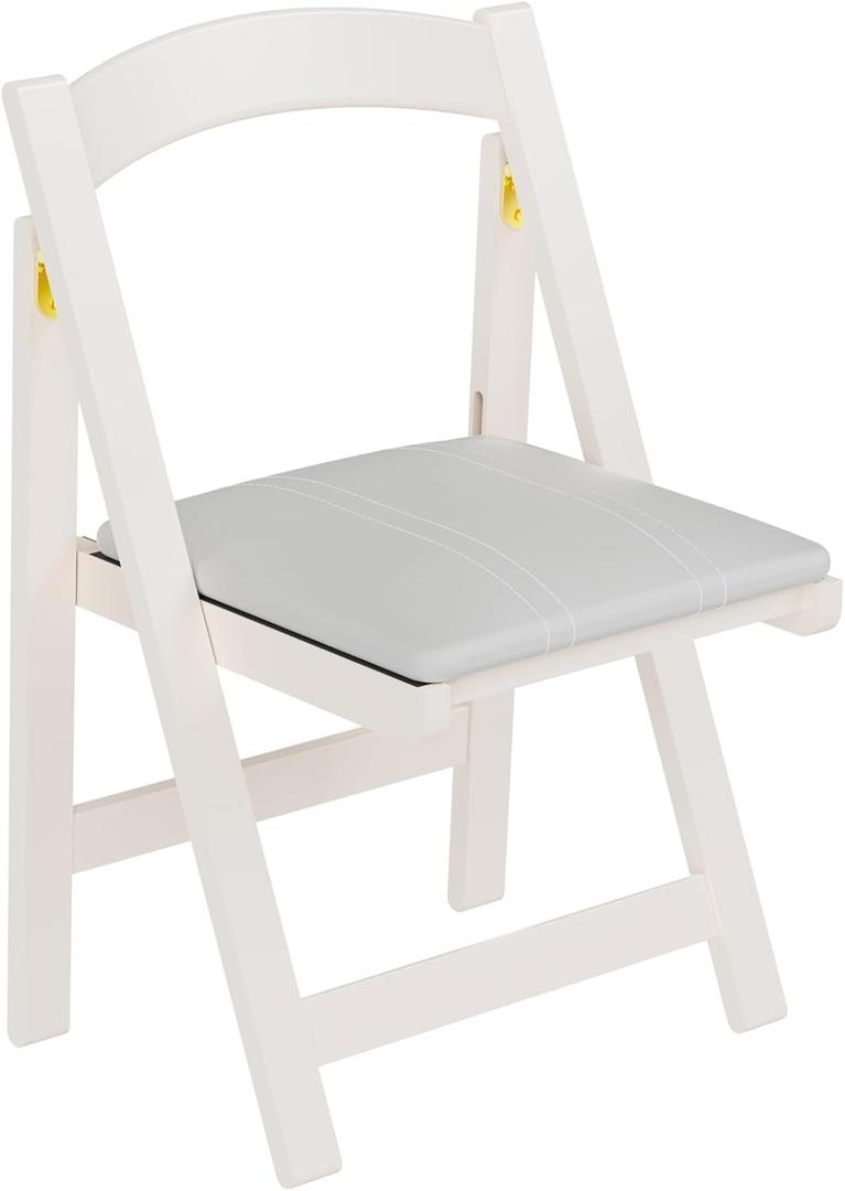 Wood Folding Chair Foldable Chair with Padded Seats Folding Chair for Dining Wooden Folding Chairs with Cushion Suitable for Indoor and Outdoor (Cream)