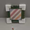 8x8 Picture Frame with Mat for 6x6, Wavy Edge Wooden Real Glass Photo Frame for Tabletop and Wall Hanging, Green, 1 Pack