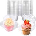 NPLUX 50 Pack Individual Cupcake Containers Plastic Cupcake Boxes Cupcake Holders Stackable Deep Dome Cupcake Carrier
