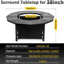 40 Inch Fire Pit Surround Tabletop for Solo Stove Bonfire up to 19.5" and Most Wood Burning Fire Pits, 24.4 in Inner, Coated Metal Outdoor Fire Pit Table with 360 Safety Barrier