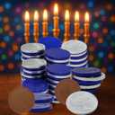 2 x The Dreidel Company 6 Mesh Bags Blue & Silver Hanukkah Mesh Bags Milk Chocolate Coins, Hanukkah Design Gelt, Non Gmo, Kosher Certified Ou-D (EXP 01/22/27)