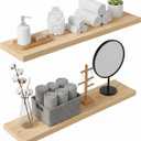 Lufia Floating Wall Shelves, Set of 2, MDF with Invisible Brackets, Modern Storage for Bedroom, Bathroom, Living Room, Kitchen (Oak, 32" W x 7" D x 1.5" H)
