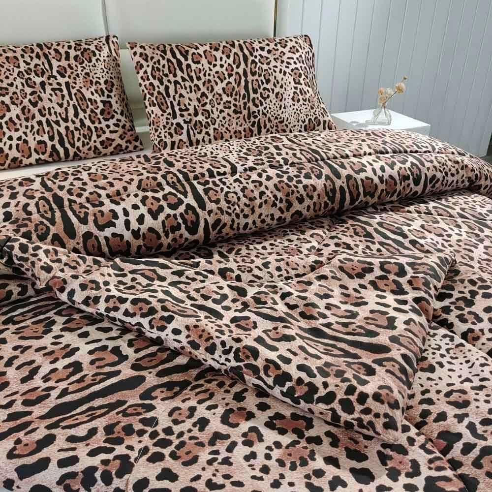 SDY 3 Pieces Cheetah Print Comforter Full, Animal Print Comforter Full for Kids, Toddler, Girls, Boys