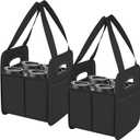 Foyego 2 Pack Drink Carrier with Handle, Reusable 4 Cup Carriers for Drinks, Portable Foldable Insulated Coffee Cup Drink Holder for Delivery and Caddy