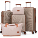 Eeeza Luggage Sets 5 Piece Hardside Suitcase,Champagne(20"/24"/28"/DB/TB)
ABS Hard Case,TSA Lock Spinner Wheels,Carry On Luggage Sets for Travel