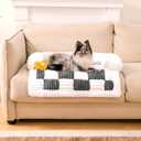 FUNNY FUZZY Pet Couch Covers for Sofa, Small Dog Couch Cover Bed Cozy Cream Plaid Washable Pet Mat for Furniture Protector Sofa Cover for Dogs Cats, Small, Black (27.5"L x 25.5"W x 5.6"Th)