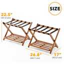 SpaceAid Fully Assembled Luggage Rack 2 Pack, Bamboo Foldable Suitcase Stand for Guest Room, Heavy Duty Folding Luggage Holder with Storage Shelf for Bedroom and Hotel, Walnut