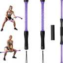 2-in-1 Ropeless Portable Battle Ropes & Fitness Exercise Bar (Purple) | Set of 2 Portable Cordless Battle Ropes (3.3lb), High Rebound Spring for Central Muscle Training, Home Gym
