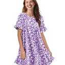 YESNO Summer Dresses for Women 2026 Floral Boho Ruffle Short Sleeve Sundresses Casual Shift Dress XL