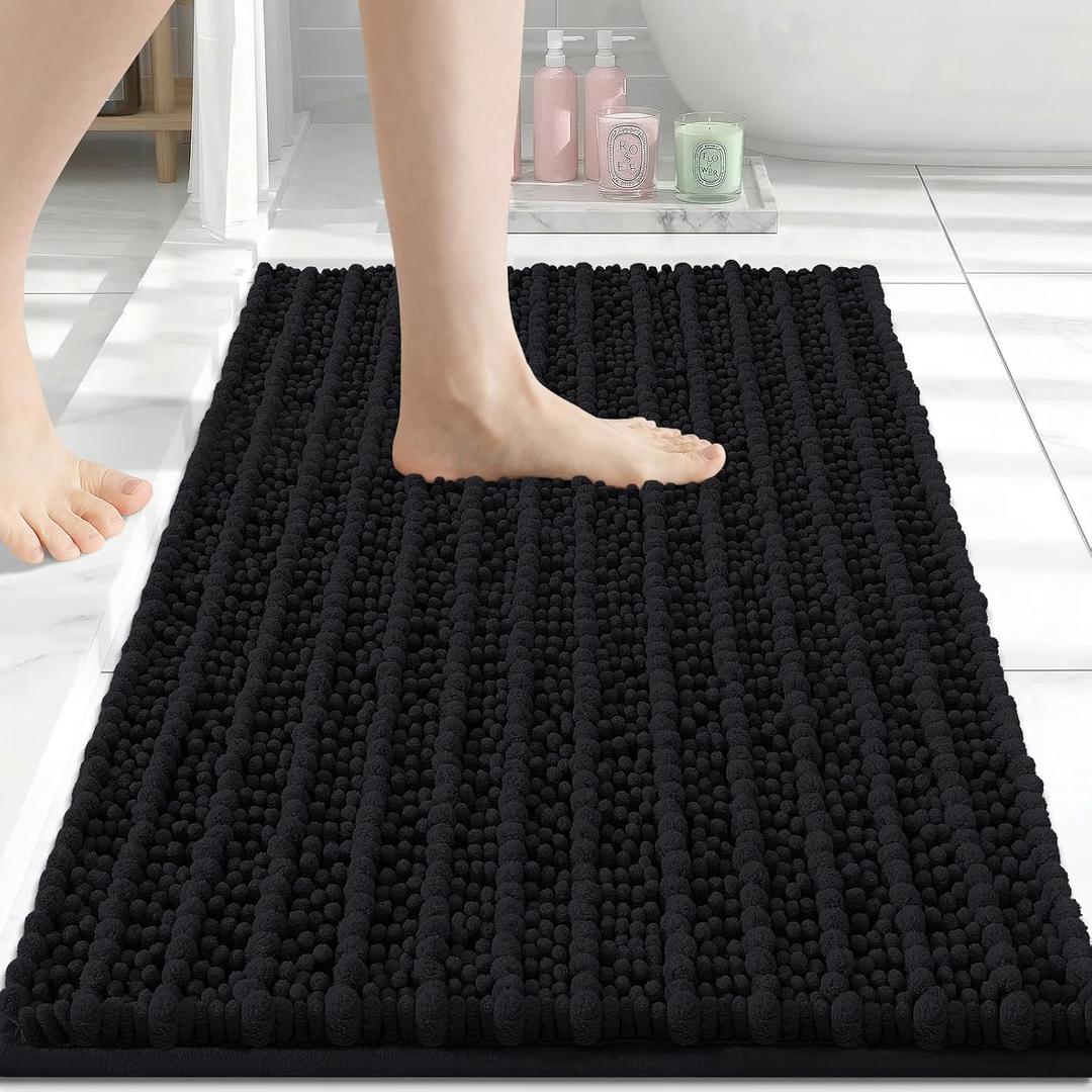 Arotive Bathroom Rugs Mat 24x16, Soft Absorbent Chenille Shaggy Bath Mat
Black, Machine Wash Dry, Bath Rugs for Bathroom Floor, Tub and Shower, Home Decor Accessories