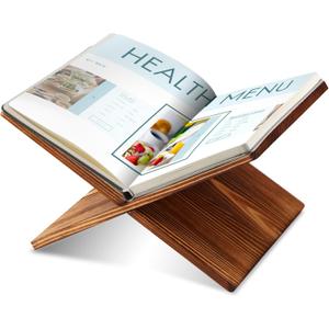 Geetery Book Stand Book Holder for Display Reading Textbook Holder Open Display Stand for Open and Closed, Cookbook, Magazines, Textbooks, Recipe(Dark Brown)
