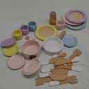 30 PCS Wooden Toy Plates and Dishes for Kids, Play Kitchen Accessories Set, Pretend Play Food Sets for Children Kitchen, Montessori Toys for Girls and Boys
