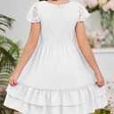 HOSIKA Girls Vintage Floral Lace Boho Ruffle Swing Birthday Party Holiday Flower Girl Dress for 6-12 Years