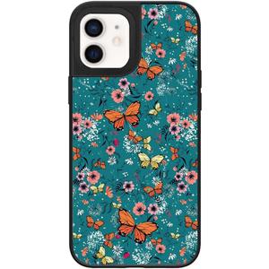 Floral Butterfly Phone Case for iPhone 12/12 Pro - Slim Shockproof Hard Shell, 5ft Drop Protection, Cute Aesthetic Wild Flower Pattern, Tough Protective Case for Women and Girl