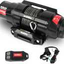 X-BULL 5000lbs Electric Winch - 12V DC Power Waterproof Synthetic Rope Winch with Hawse Fairlead, Wireless & Wired Remote with Mounting Plate for ATV/UTV,Boat Trailer Winch