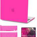 Anban Compatible with MacBook Pro 13 inch Case M2 2025 2024 2023 2022-2016 M1 A2338 A2251 A2289 A2159 A1989 A1708 A1706, Plastic Laptop Hard Shell Case +Keyboard Cover +Screen Protector, Hot Pink