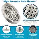 High Pressure Shower Head - Anti-Clogging Silicone Nozzles 2.5 GPM Removable Restrictor - Easy to Clean and Install - Includes Plumbers Tape - 6 inch - (Brushed Nickel 2.5GPM)