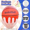 Popblow 6Ft Tall Large Inflatable Basketball Theme Party Decorations, Blow Up Basketball Sports Activities Supplies with Built-in 10 LED Light, Basket Ball Inflatable for Outdoor Yard
