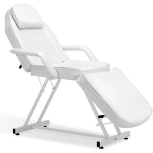 BarberPub Adjustable Tattoo Chair, 72 inches Tattoo Table, Multi-Purpose Facial Chair for Client, Esthetician Bed 0015 (White)