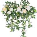 Wedding Arch FlowersFloral Decor Hanging Artificial Flowers for Decoration Flower Garland for Ceremony Reception Wall Party Backdrop Fireplace Wall Front Door Wedding Table Decor (White)