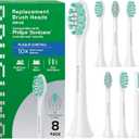Brushmo Plaque Control Replacement Toothbrush Heads, Compatible with Philips Sonicare Click-on Electric Toothbrush Handles, 8 Standard Replacement Heads, Soft Dupont Bristles, BM928, White (8 Count (Pack of 1))