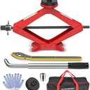 Car Jack Kit 2.5 Ton Floor Jack for Sedan SUV MPV, Tire Changing Kit Compatible with Various Circular Jack Pads (Red)