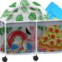 69"x33"x35" Extra Large Pool Storage Bin, 285 Gallon Pool Float Storage Organizer for Noodles, Toys, Floats and Balls, Outdoor Mesh Rolling Pool Toy Storage Organizer Bin for Swimming Equipment