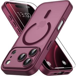 Vansdon for iPhone 17 Pro Max Case, Compatible with MagSafe, Magnetic Translucent Matte Slim Protective Cover with 1 Screen Protector - Military-Grade Drop Protection (WineRed)