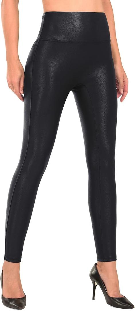 RUFIYO Faux Leather Leggings for Women High Waisted Leather Pants Pleather Leggings Brown (Black, XS)