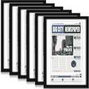 6 Pcs 11x22 in Newspaper Frame with Mat Assorted Media Article Cover Frame with Hanging Hardware 14x24 in Newspaper Display Poster for Wall Decoration (White Mat)