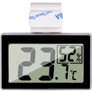 Digital Reptile Thermometer Hygrometer with Hook & Adhesive, LCD Display Temperature Humidity Gauge for Reptile Tanks, Terrariums, Bearded Dragon, Hermit Crab Accessories (-10~+50/20%-90% RH) (Black)