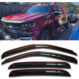 in-Channel Window Visors Rain Guards Vent Deflectors for Truck Window Shield for Chevy Silverado/GMC Sierra 1500 Crew Cab 2019-2025, 2500HD 3500HD 2020-2025, Stylish Vent Shade Wind Deflectors 194805