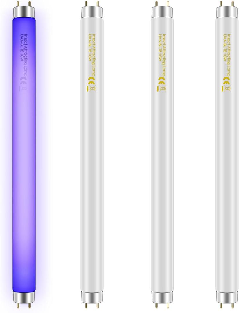 Qualirey 4 Pack Bug Zapper Replacement Light Bulbs 10W for 20W Indoor Bug Zapper, BL T8 F10W 13Inch Light Tube Compatible with Aspectek, Liba, Micnaron, Lulu Home and Other 20W Mosquito Lamp